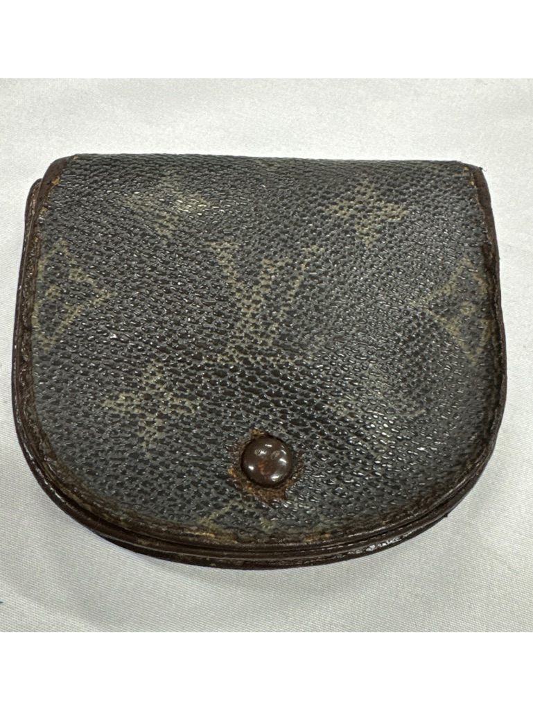 Authentic Vintage Lv Monogram Canvas Coin Pouch In Dark Brown